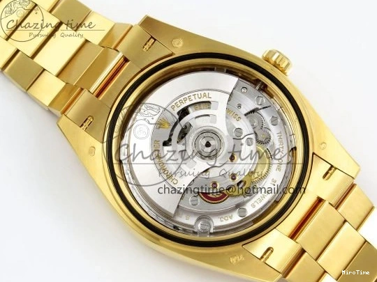 MiroTime 0105 WrinkleFree DayDate 40 228238 ARF 904L Steel YG Crystal Diamonds Bezel on President Bracelet VR 1550